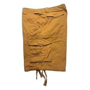 Matchstick Men's Cargo Short Size 40 Drawstring 6 Pockets Brown 100% Cotton